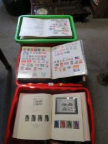 THREE TRAYS OF STAMP ALBUMS / COLLECTION