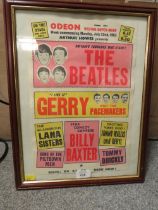 A FRAMED AND GLAZED WESTON-SUPER-MARE ODEON POSTER LISTING THE BEATLES, JERRY AND THE PACEMAKERS