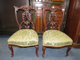 A PAIR OF MAHOGANY OCCASIONAL CHAIRS