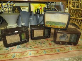 FOUR VINTAGE BAKELITE VALVE RADIOS A/F