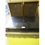 A SANYO GXT 4444 STEREO SYSTEM AND SPEAKERS (UNCHECKED)
