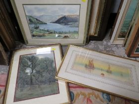 A COLLECTION OF SIX ASSORTED FRAMED WATER COLOURS AND PASTELS TO INCLUDE SAILING BOATS