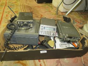 A BOX CONTAINING VARIOUS TRANSCEIVERS TO INCLUDE AR-306 A, STANDARD C78, TR 2300 YAESU FP-707