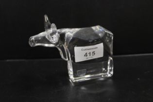 AN ORREFORS CLEAR GLASS FIGURE OF A BULL