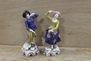 A PAIR OF MASQUERADE FIGURES - S/D, WITH MODERN ANCHOR MARKS