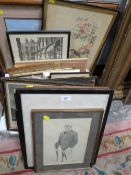 A LARGE QUANTITY ASSORTED PICTURES ENGRAVINGS ETC TO INCLUDE P G WODEHOUSE