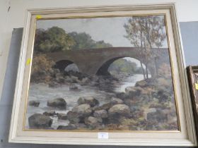 AN OIL ON BOARD OF A RIVER SIGNED CARTER