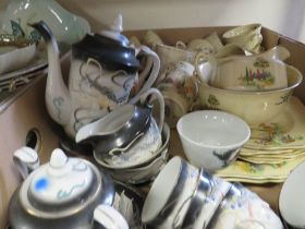 TWO TRAYS OF ASSORTED CERAMICS TO INCLUDED ORIENTAL TEA WARE