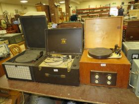 THREE VINTAGE RECORD PLAYERS