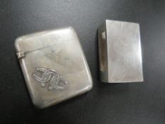 AN ANTIQUE CONTINENTAL SILVER VESTA AND SILVER MATCH CASE