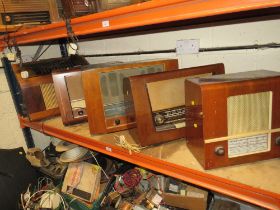 FIVE ASSORTED WOODEN CASED VALVE RADIOS - A/F