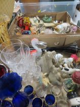 TWO TRAYS OF CERAMICS AND GLASS ETC TO INCLUDE CAITHNESS PAPERWEIGHT ETC