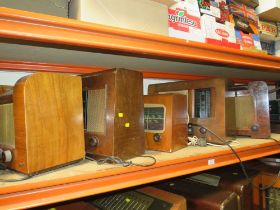FIVE ASSORTED WOODEN CASED VALVE RADIOS - A/F
