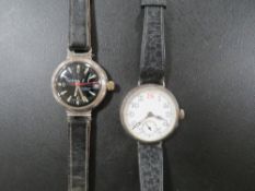 TWO VINTAGE SILVER CASED WRISTWATCHES