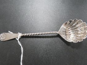 A HALLMARKED SILVER SIFTER SPOON