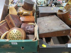 TWO TRAYS OF ASSORTED TREEN TO INCLUDE BOXES