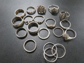 SEVENTEEN ASSORTED VINTAGE SILVER RINGS