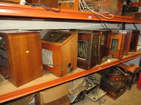 SEVEN LARGE WOODEN CASED VALVE RADIOS - A/F