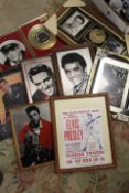 A COLLECTION OF ELVIS MEMORABILIA TO INCLUDE VARIOUS VINTAGE MIRRORS, PRINTS ETC.