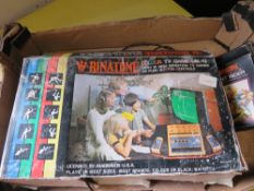 A VINTAGE BINATONE GAMES CONSOLE , GAMES (UNCHECKED)