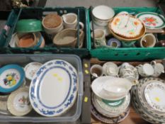 FOUR TRAYS OF ASSORTED CERAMICS ETC TO INCLUDE WEDGWOOD BEACONSFIELDS (TRAYS NOT INCLUDED)