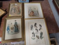 A SELECTION OF ASSORTED ANTIQUE PLATES/ COLOUR ENGRAVINGS TO INCLUDE FRENCH EXAMPLES