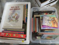 TWO TRAYS OF CHILDREN'S BOOKS TO INCLUDE SEVERAL VINTAGE LADYBIRD EXAMPLES