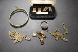 A QUANTITY OF ROLLED GOLD CUFFLINKS ETC