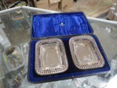 SET OF TWO SILVER HALLMARKED BOXED BONBON DISHES