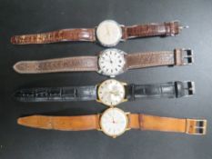FOUR ASSORTED GENTS WRISTWATCHES TO INCLUDE A RUSSIAN CCCP EXAMPLE - WORKING CAPACITY UNKNOWN