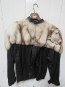 A VINTAGE FUR COLLAR LEATHER JACKET AND ACCESSORIES