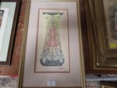 A MOORCROFT WATERCOLOUR SIGNED BY RACHEL BISHOP