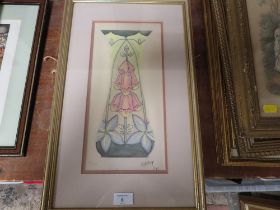 A MOORCROFT WATERCOLOUR SIGNED BY RACHEL BISHOP