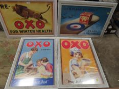 FOUR FRAMED AND GLAZED OXO ADVERTISING POSTERS