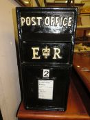 A REPRODUCTION BLACK CLASSIC METAL POST BOX WITH KEY - H 65 cm