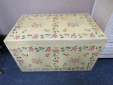 A LARGE PAINTED BLANKET BOX - W 90 cm