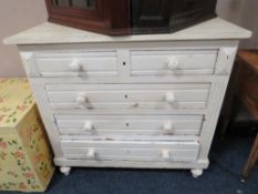 A PAINTED FIVE DRAWER CHEST - W 101 cm