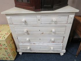 A PAINTED FIVE DRAWER CHEST - W 101 cm