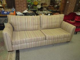 A LARGE MODERN STRIPED UPHOLSTERED SETTEE