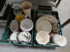 TWO TRAYS OF ASSORTED CERAMICS TO INCLUDE VASES (TRAYS NOT INCLUDED)