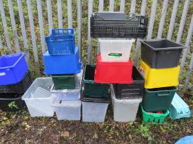 A SELECTION OF PLASTIC STORAGE BOXES