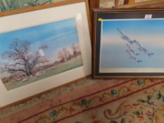 A SELECTION OF FRAMED AND GLAZED AIRPLANE PRINTS ETC