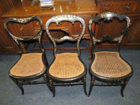 THREE VICTORIAN PAPIER MACHE BEDROOM CHAIRS