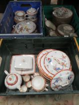 THREE TRAYS OF ROYAL WORCESTER REPRODUCTION OLD BOW CHINA A/F