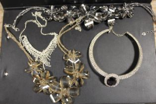 TWO BUTLER AND WILSON FLOWER THEMED NECKLACES TOGETHER WITH TWO UNMARKED DIAMANTE NECKLACES (4)