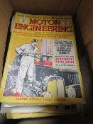 A BOX CONTAINING A SELECTION OF VINTAGE MOTOR ENGINEERING MAGAZINES