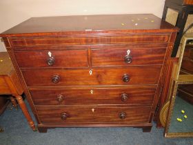 A 19TH CENTURY MAHOGANY FIVE DRAWER CHEST - W 115 cm