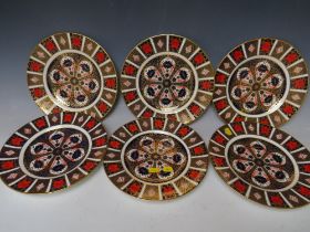SIX ROYAL CROWN DERBY IMARI PATTERN PLATES, pattern no. 1128, Dia. 27 cm