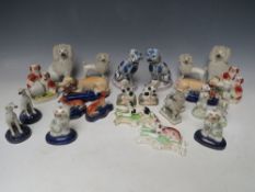 A COLLECTION OF ASSORTED STAFFORDSHIRE DOGS, to include poodles, spaniels etc (Tray)