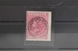 POSTAGE STAMPS - S.G. 127 1867 5/= ROSE, plate 1, FU, deep colour, badly off centre